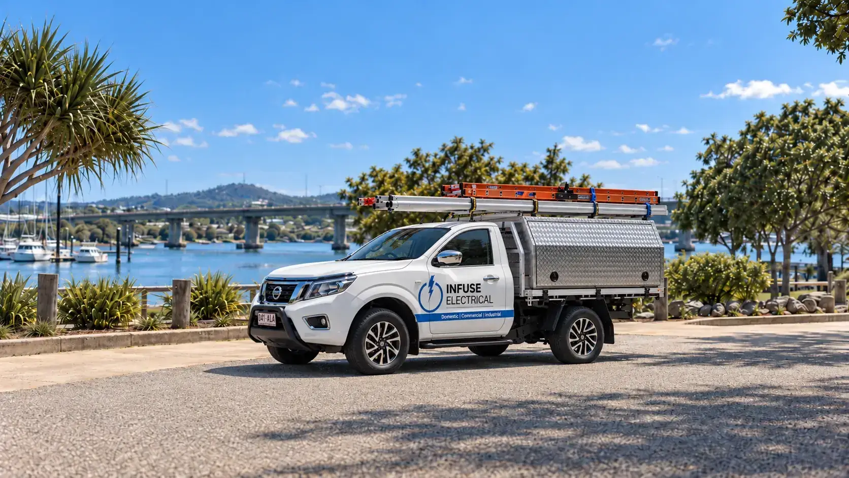 The Infuse Electrical ute parked at the Mackay waterfront